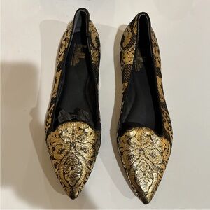 Sigerson Morrison pointed toe metallic embossed flats